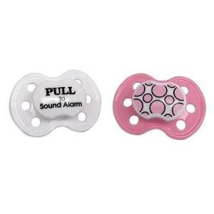   Free Pacifiers   White Pull To Sound Alarm & Light Pink Bubble Baby