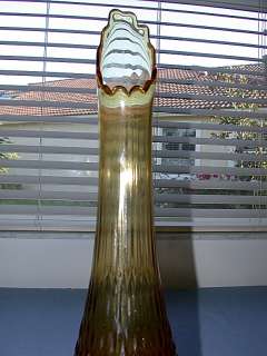 Hocking Glass Co Depression Amber Bubble Art Glass Vase  