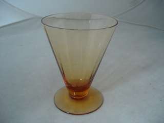 Amber depression conical glass set of 3  