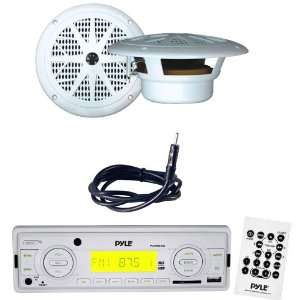 Pyle Marine Radio Receiver, Speaker and Cable Package   PLMR88W AM/FM 