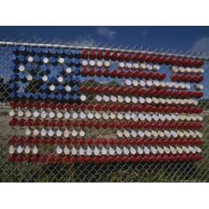  A Makeshift American Flag of Plastic Cups Decorates a 