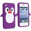 Penguin Purple Soft Gel Case+Cute Animal Home Button Sticker For 