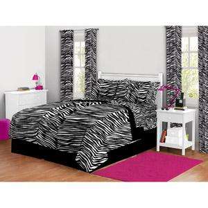   Black White ZEBRA Animal Print Comforter Sheets Bedding Set NEW  