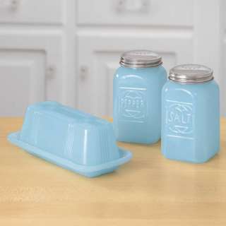 Vintage Replica Glassware Milky Light Blue Glass Kitchen Decor Butter 