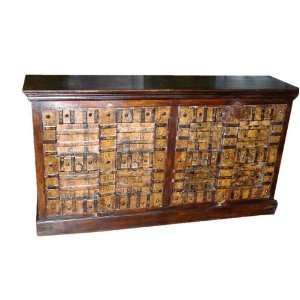 Antique Doors Iron Straps Ochre Patina Sideboard Buffet Server India 