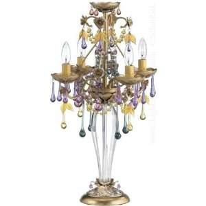   Rose 4 Light Table Lamp in Antique Silver with Antique Plum crystal