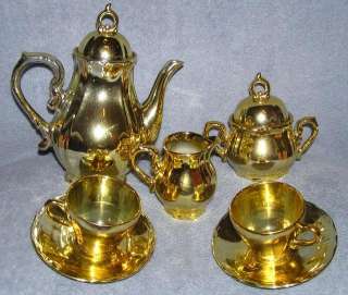 Beautiful Vintage Porcelain Gold 9pc.Tea Set Japan Musical GUC 