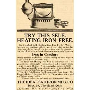 1909 Ad Antique Ideal Sad Iron Ironing Cleveland Ohio   Original Print 
