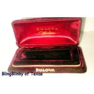 Bulova Vintage Antique Watch Box Case Crushed Velvet Leather Jewelry 