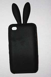 APPLE iPod Touch 4th GEN Soft SILICONE SKIN Case Cover BLACK RABBIT 