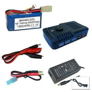  1300 mAh LiPo battery and charger upgrade for the Parrot AR.Drone 