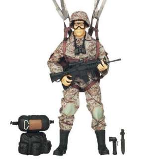 Joe Army Paratrooper stands 12 inches tall and features an arsenal 