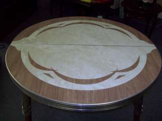 Round Dinette Table Formica Steel Art Deco Retro Decor  