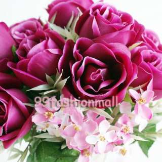 1pc Artificial Rose Silk 4 Flowers Wedding Bouquet Party Arrangement 6 