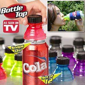 12 As Seen On TV Snap On Bottle Top Turn Your Drink Soda Pop Can Into 