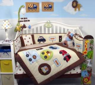 SoHo Road Rally Baby Nursery Crib Bedding with Gray Baby Carrier 8 pcs 