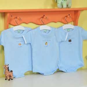  Personalized Set of 3 Onesies   Blue Baby