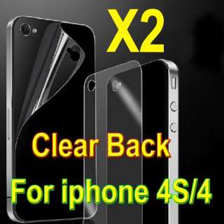 2X Clear Crystal Glossy Back Screen Protector For Apple iPhone 4S 4 4G 