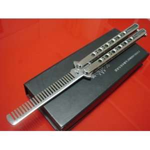Patent Super Practice BALISONG BUTTERFLY COMB stainless Knife Trainer 