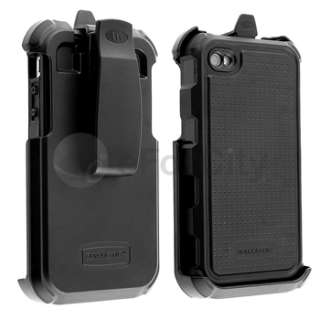 OEM BALLISTIC Black Hard Case Cover+MIRROR Film Protector for iPhone 4 