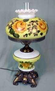   Painted Yellow Rose Gone with the Wind Style Vintage Parlor Table LAMP