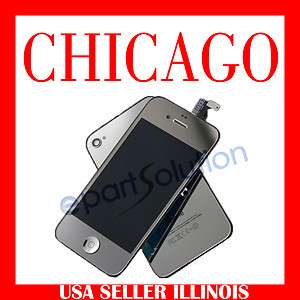 Silver Mirror iPhone4 LCD & Touch Assembly + Back Cover + Homebutton 