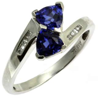 10 kt white gold sapphire color topaz and diamond ring  