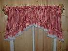 Country Red and White Gingham Ruffled Swag Valance