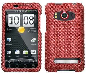 HTC EVO 4G   CRYSTAL BLING RHINESTONE CASE COVER RED DIAMOND  