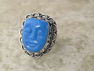   size 10.25 @ ^^ __ pastel blue ( carved face ) chalcedony __^^  