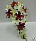 wedding flower bridal bouquet latex white lily blue orchid silk 
