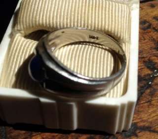   Vintage Mens Art Deco 14K White Gold BLUE STAR SAPPHIRE Ring Sz9 9.25