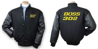 Ford Mustang Boss 302 Yellow Black Wool Leather Letterman Varsity 