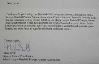 Boston Red Sox Tim Wakefield Auto Inscribed Baseball MLB Players 