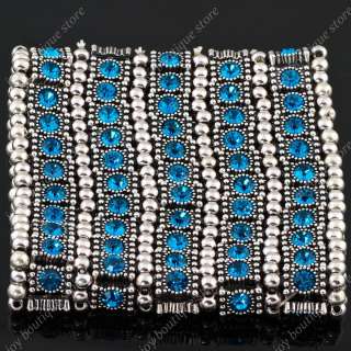   swarovski crystal stretch fashion jewelry cuff bracelet 5 row cuff