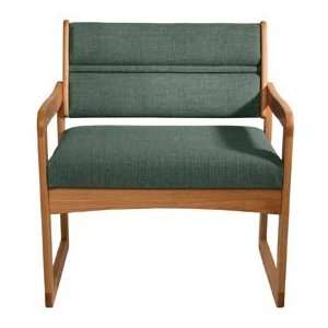  Bariatric Sled Base Chair   Medium Oak/Green Fabric 