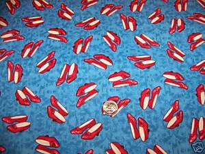 Wizard of Oz Fabric Yellow Brick Road Red Shoes Blue  