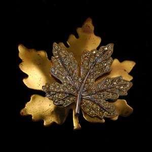 Vintage McClelland Barclay Rhinestone Maple Leaf Brooch  