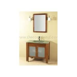   Bathroom Vanity Set W/ Single Hole Glass Sinktop & Wood Framed Mirror