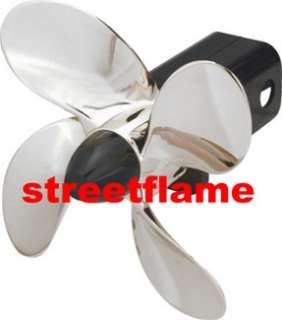 CHROME PROPELLER TOW HITCH PLUG RECEIVER COVER SPINNING  