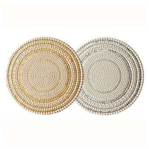   Glam Rock Set of Four 15 in Rd Placemats   Pearl/Gold