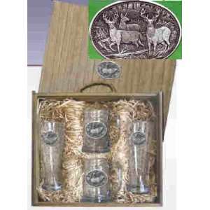  Whitetail Deer Deluxe Boxed Beer Glass Set