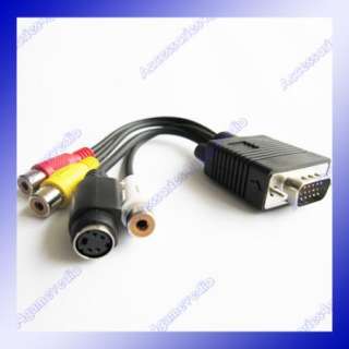 PC VGA to S Video AV RCA TV Out Converter Adapter Cable Fast Shipping 