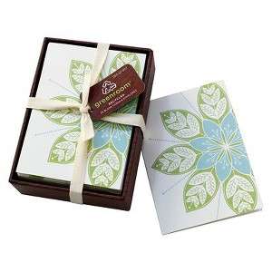   Green/Blue Flower Design Recycled Blank Cards and Envelopes 24 pk