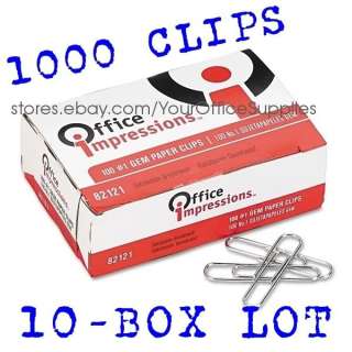   Impressions boxes of 100 #1 paper clips. 1000 Paper Clips total