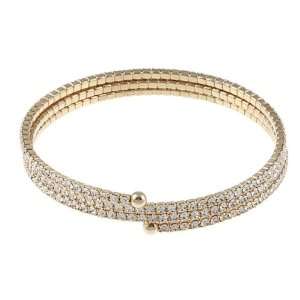  Celeste Goldtone Brass Crystal Small Coil Cuff Bracelet Jewelry