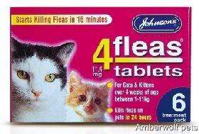 Johnsons 4fleas 4 fleas cat and kitten flea treatment tablets 3 or 6 