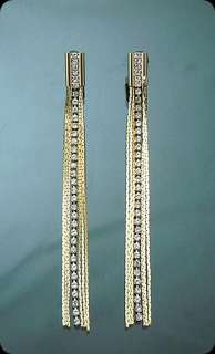 Beautiful Rhinestone Linear Chain Fringe Earrings GP 4  