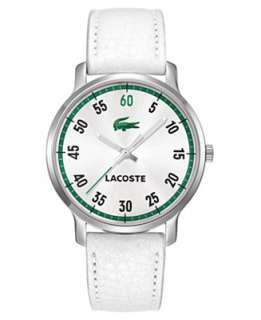 Lacoste Watch, Womens White Leather Strap 2000565   Lacoste Brands 