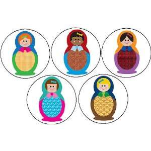   Set of 5 Matryoshka Russian Doll Pinback Buttons Pins 